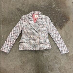 Autres filles double breasted pearl buttons Pastel Tweed Blazer